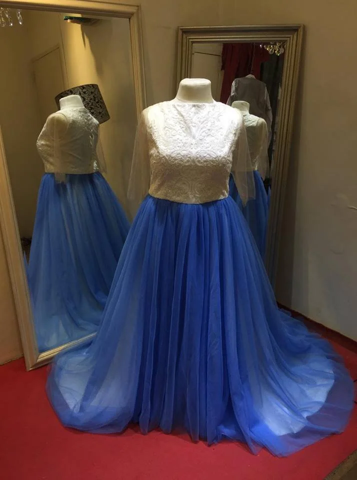 Order 184 Blue Tulle Wedding Dress With Matching Veil