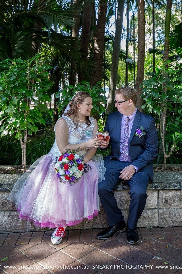 Order 207 Rockabilly Pink and Purple Wedding Dress, with pockets &amp; Veil