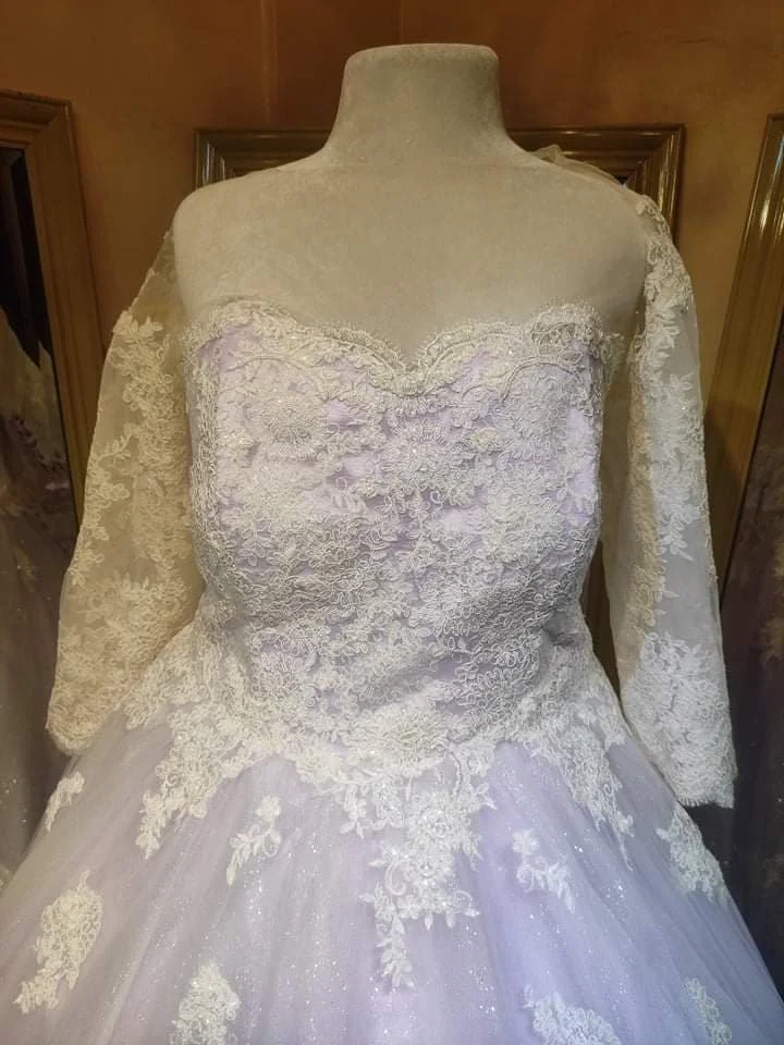 Order 271 Lavender and Ivory Wedding Dress With Pockets and Matching Veil