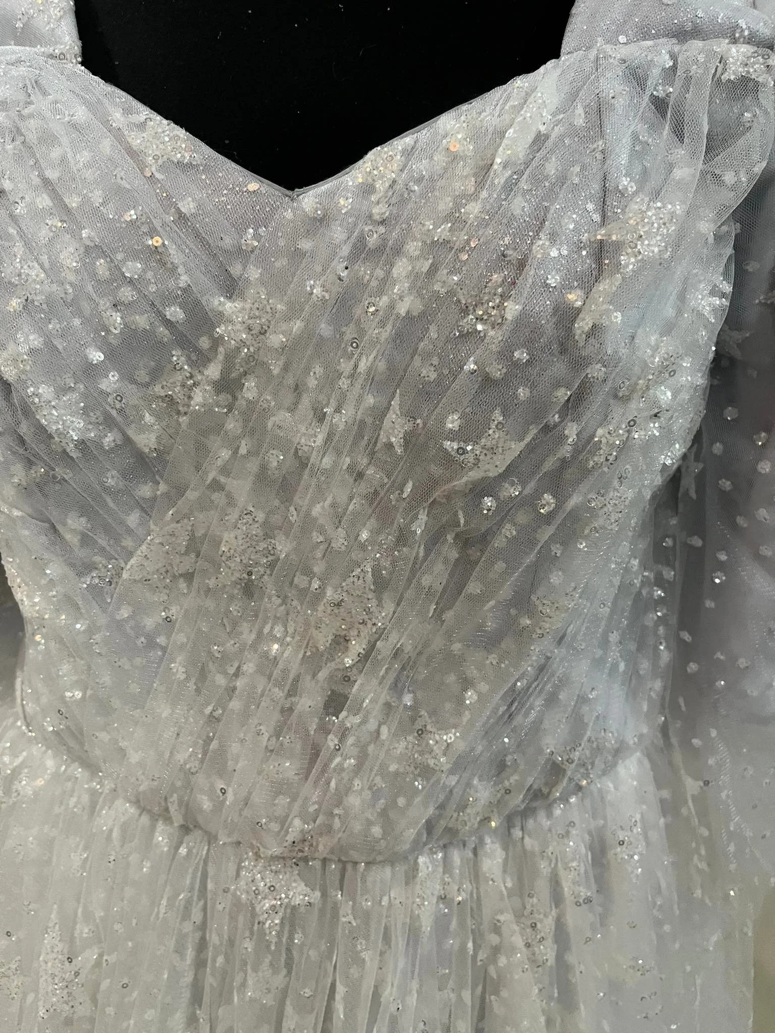 Order 444 Star Wedding Dress With Removable Wingtip Veil and Pockets