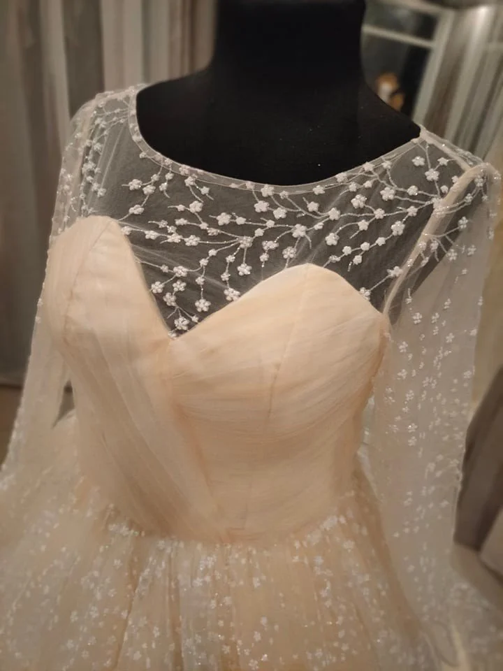 Order 380 Cherry Blossom Beaded Lace Wedding Dress With Pockets and Matching Veil &nbsp;