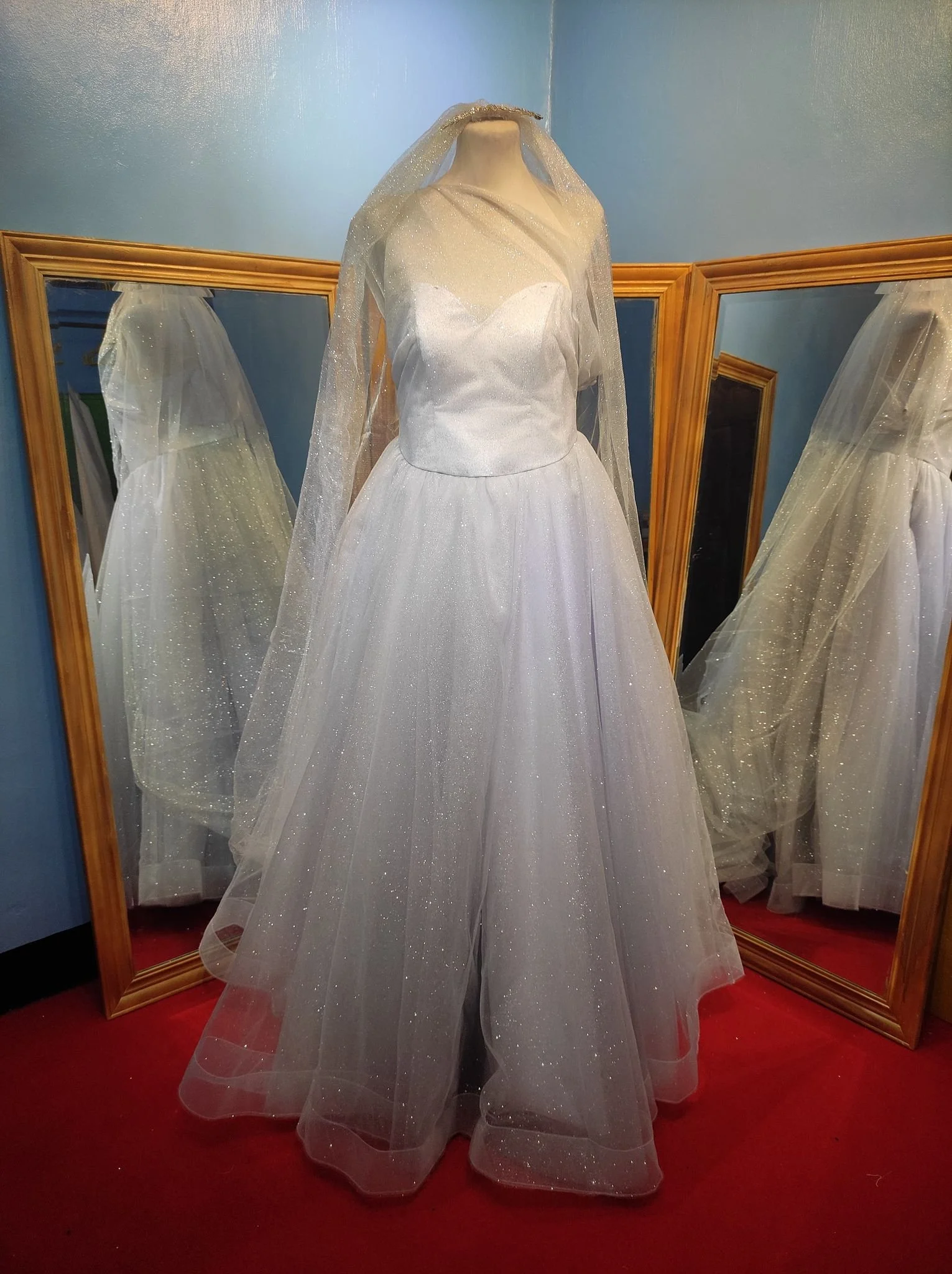 Order 318 One Shoulder Wedding Dress With Pockets and Matching Veil