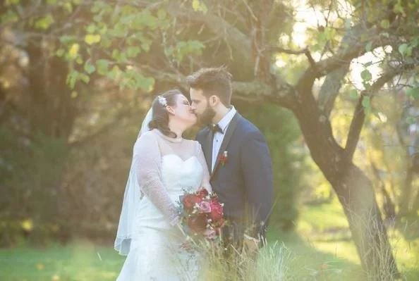 Order 324 Beaded Fit and Flare Wedding Dress With Sleeves and Matching Veil