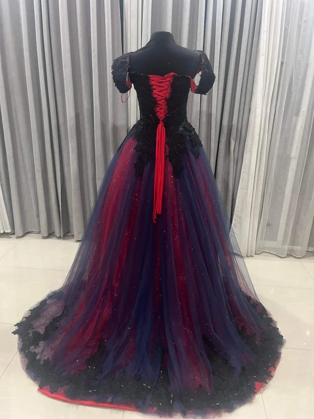 Order 503 Red, Black and Navy Blue Wedding Dress With Matching Veil and Pockets — A BRIDE TO BE. DARE TO BE DIFFERENT