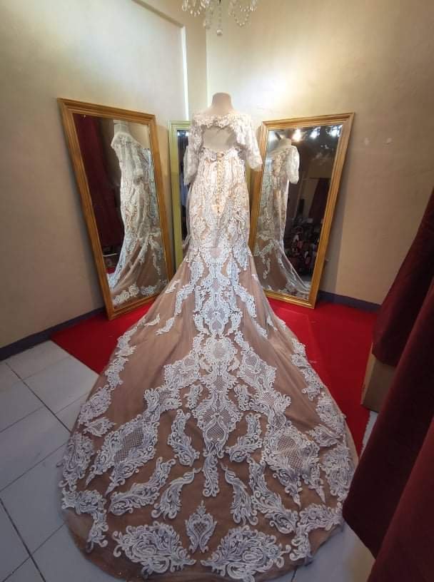 Mermaid Rose Gold and Lace Wedding Dress (13).jpeg