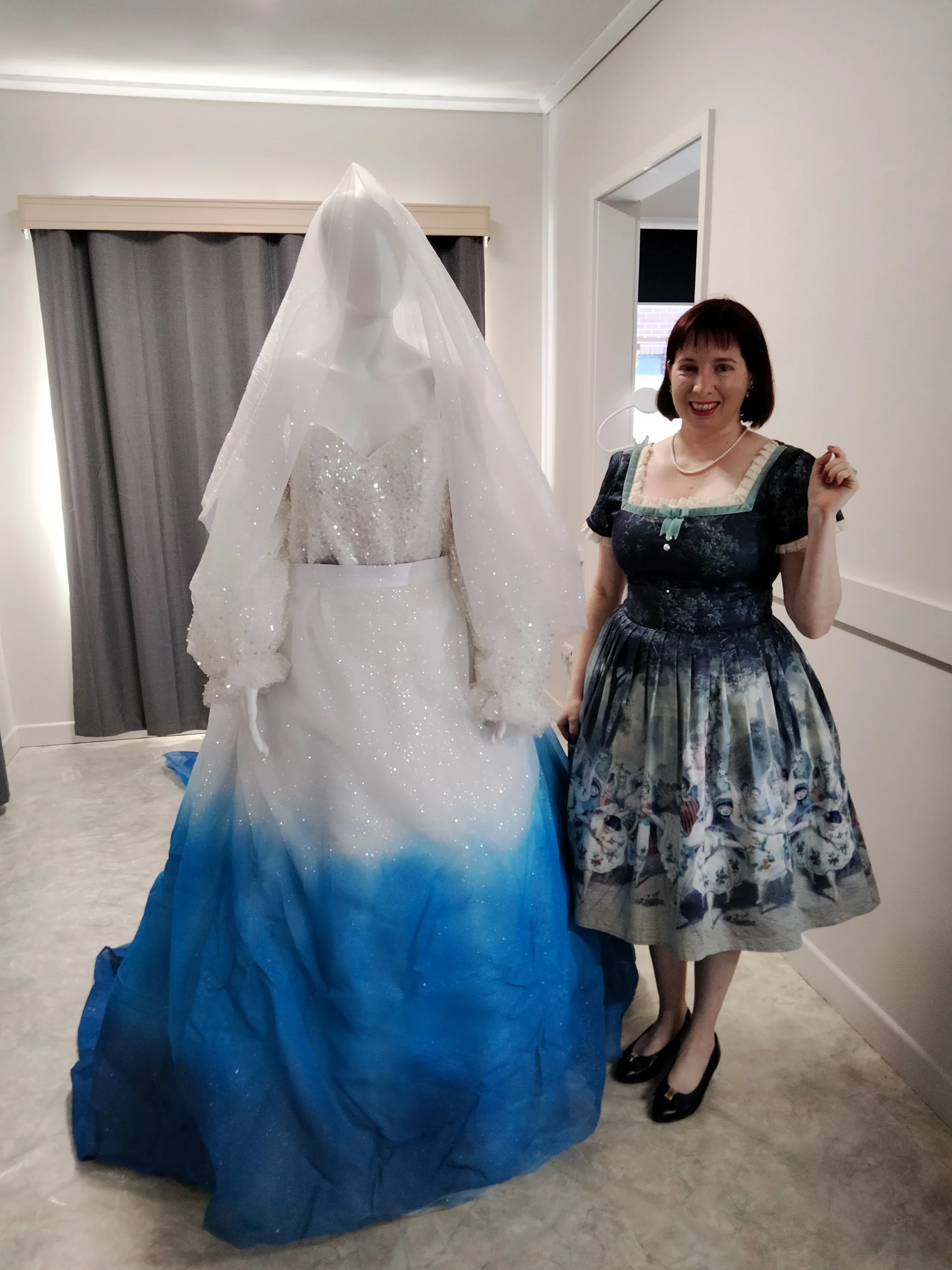 Order 400 Tie Dye Blue Wedding Dress With Removable Ceremony Skirt