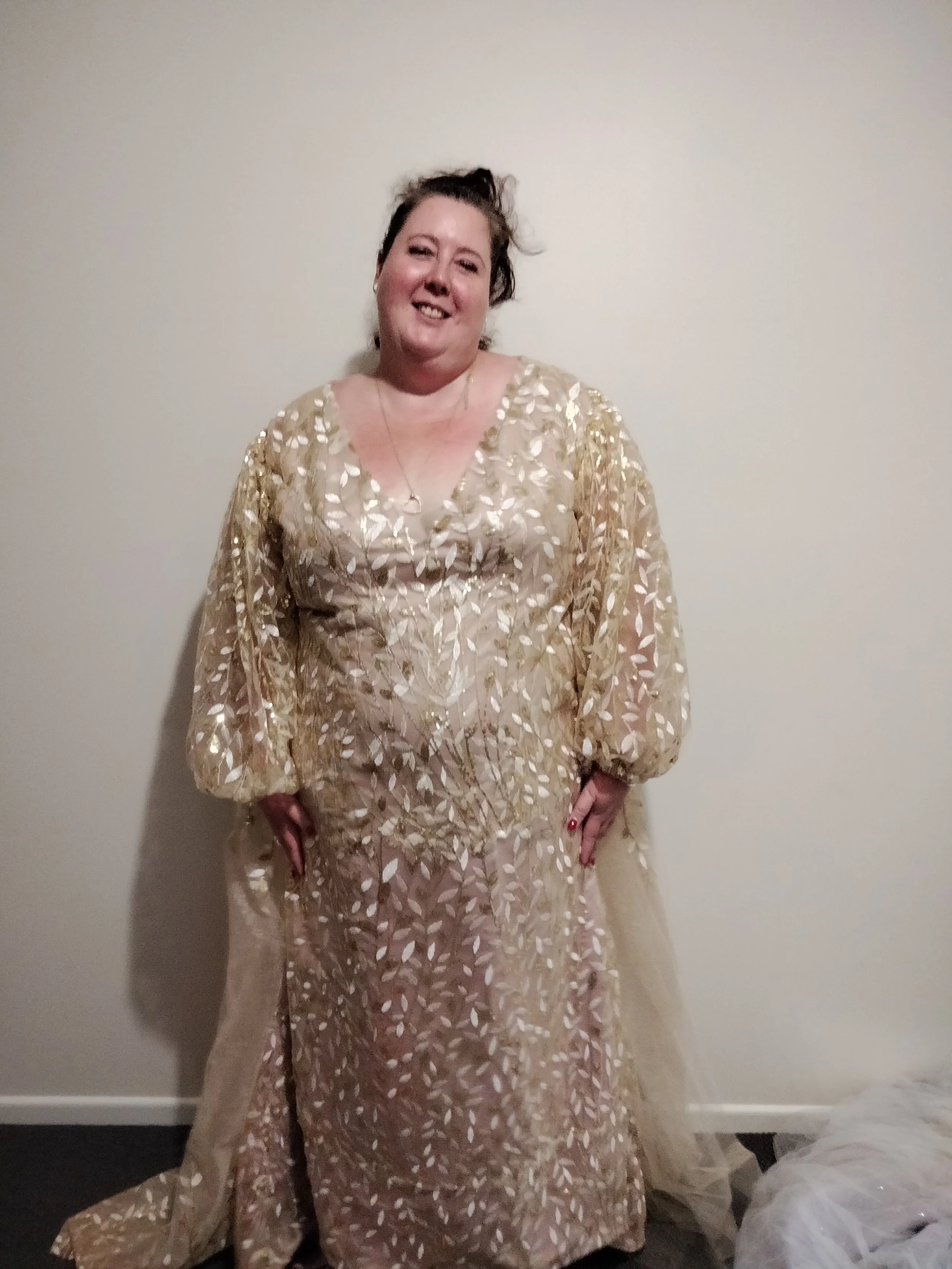 Order 560.1 Gold Leaf Shimmer Wedding Dress With Removable Overskirt