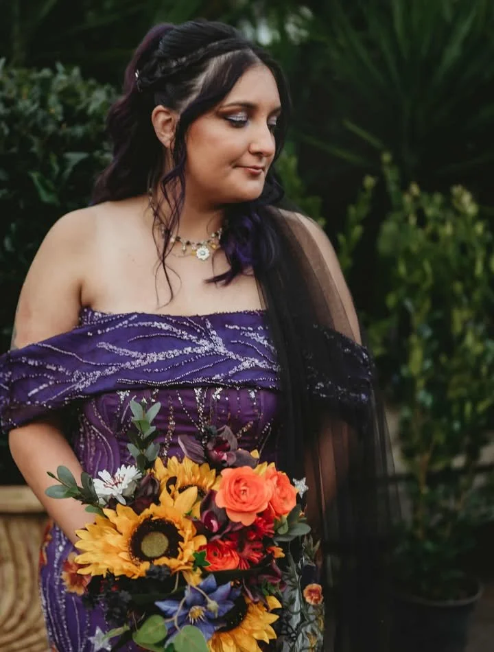 Order 597 Purple Desert Night Sky Wedding Dress With Matching Veil