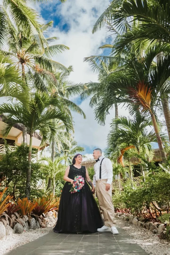 Order 617 Ombre Black and Purple Wedding Dress With Wingtip Veil