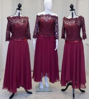 Order 117 – Burgundy Casual Wedding Dress