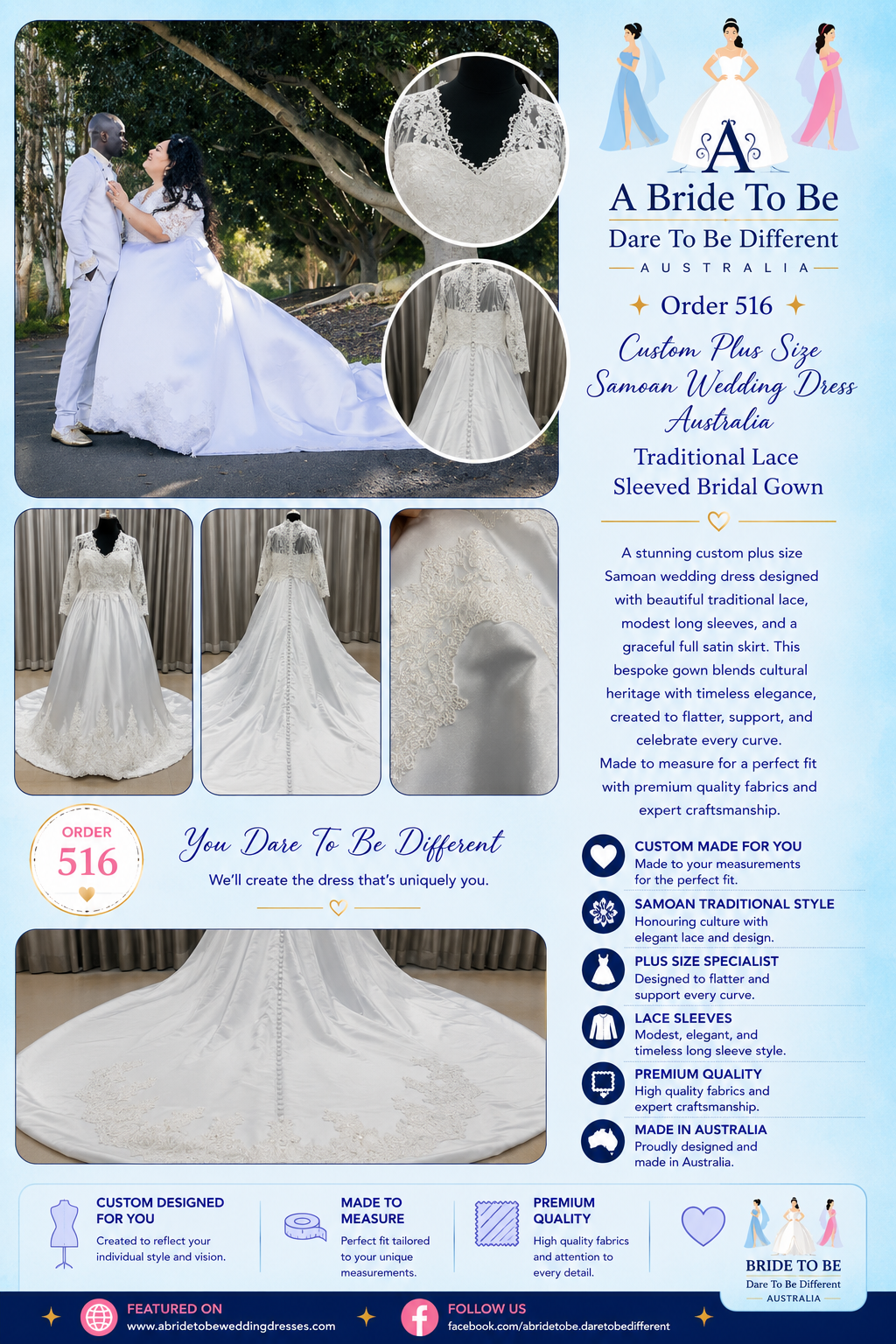 Order 516 Plus Size Sleeved Wedding Dress