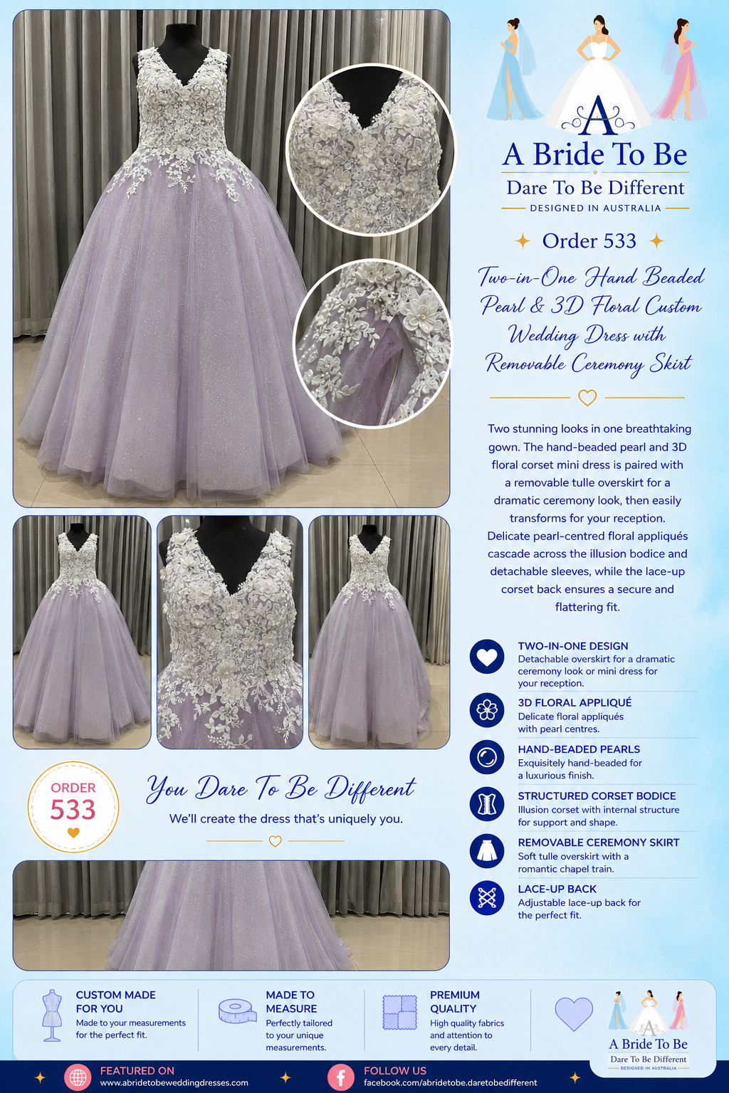 Order 545.1 Lavender Wedding Dress With Matching Veil