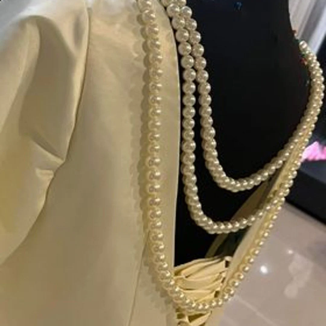 Ivory Princess Wedding Dress Cathedral Train With Pearl Back ,Sleeves, With Matching Pearl Veil and Pockets  (39).jpg