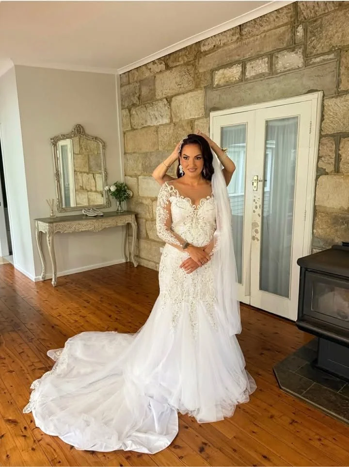 Order 522 – Beaded Mermaid Maltese Wedding Dress | Custom Wedding Dress Designer