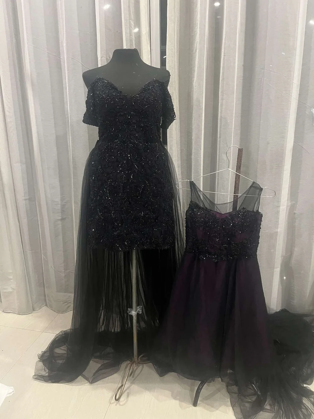 black and purple wedding dresses Gothic Wedding Dress Black And Purple Tulle Bridal Gowns LAKSHMIGOWN