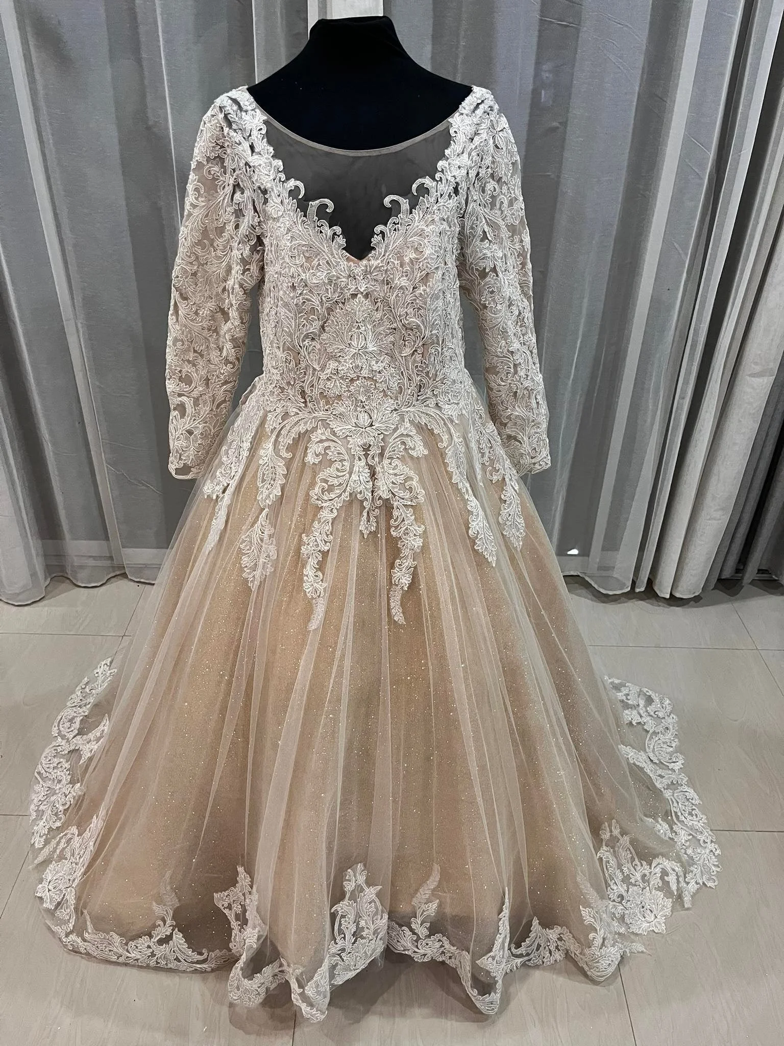 custom-maternity-wedding-dress-australia-gold-lace-ballgown-long-sleeve-cathedral-veil .jpg (16).jpg