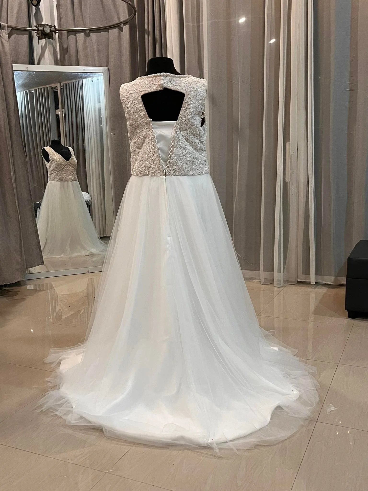 Boho Lace Beaded With Dress With Split, Matching Veil and Pockets (12).jpg