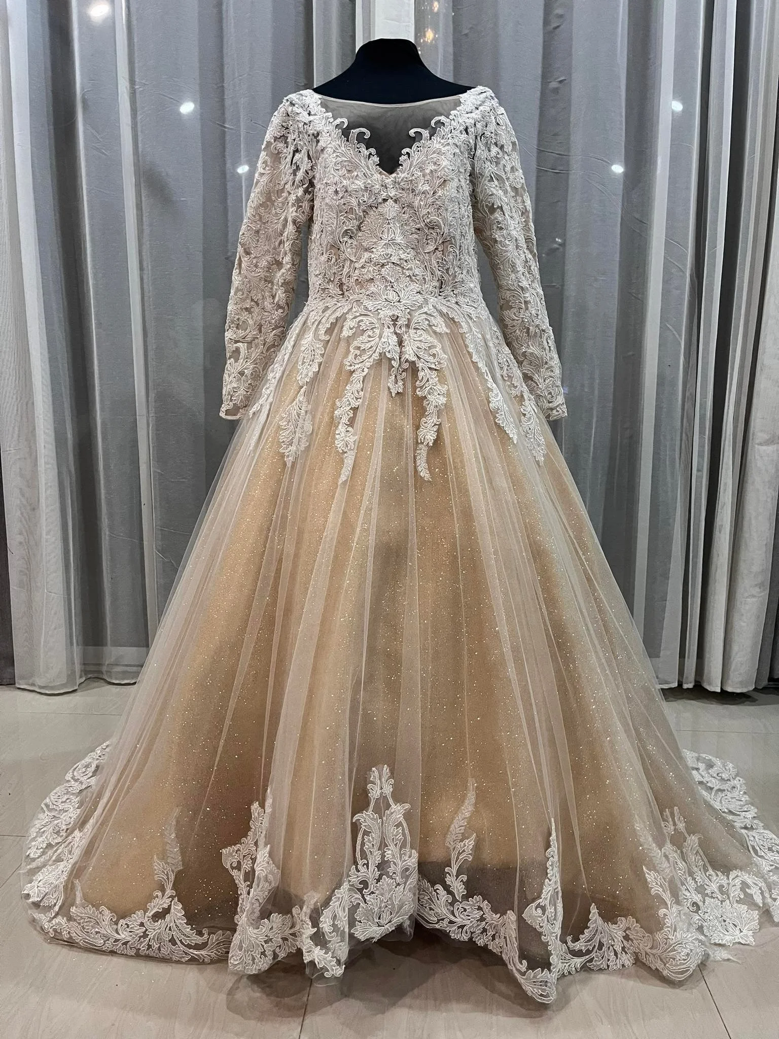 custom-maternity-wedding-dress-australia-gold-lace-ballgown-long-sleeve-cathedral-veil .jpg (13).jpg