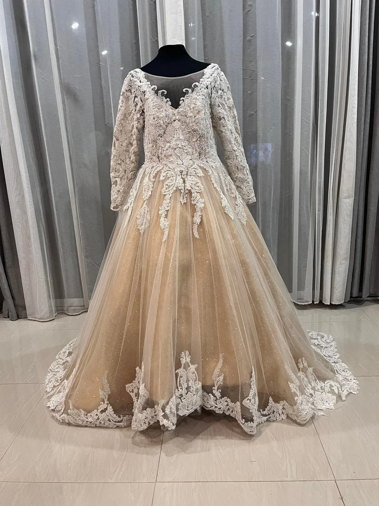 custom-maternity-wedding-dress-australia-gold-lace-ballgown-long-sleeve-cathedral-veil .jpg (15).jpg