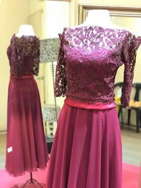 Burgundy Wedding Dress or Mother of The Bride Dress (4).jpg