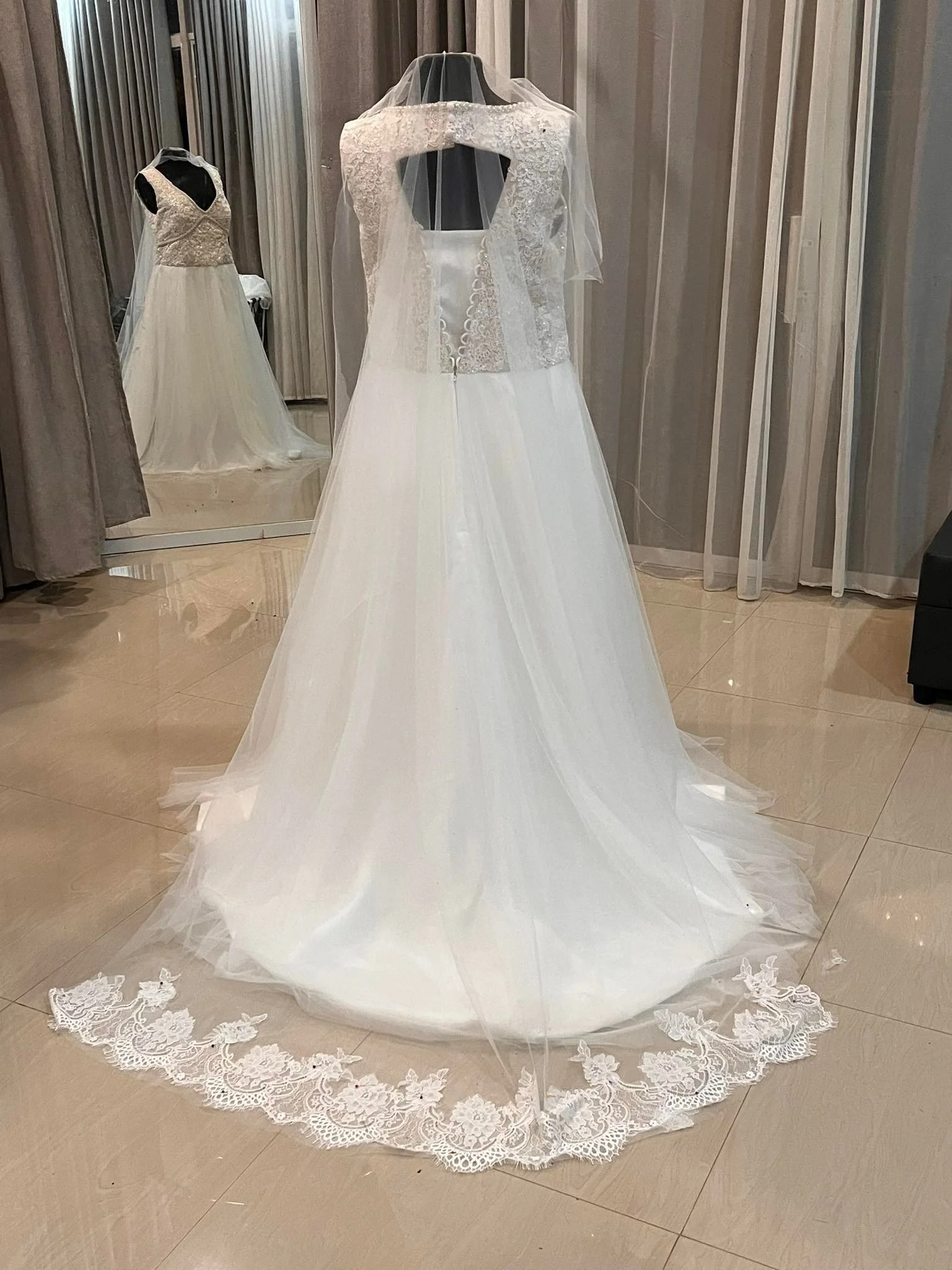 Boho Lace Beaded With Dress With Split, Matching Veil and Pockets (3).jpg