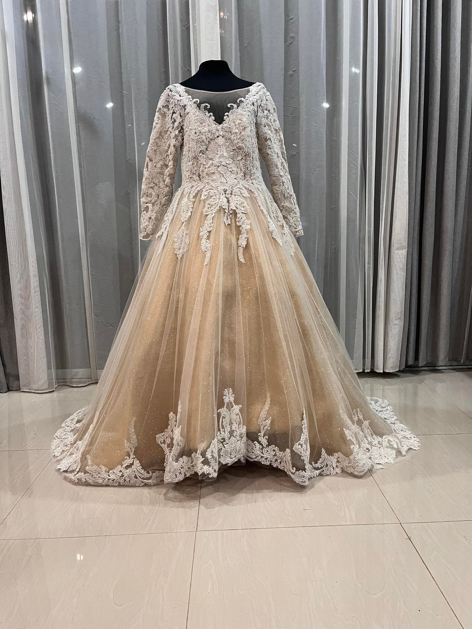 custom-maternity-wedding-dress-australia-gold-lace-ballgown-long-sleeve-cathedral-veil .jpg (9).jpg