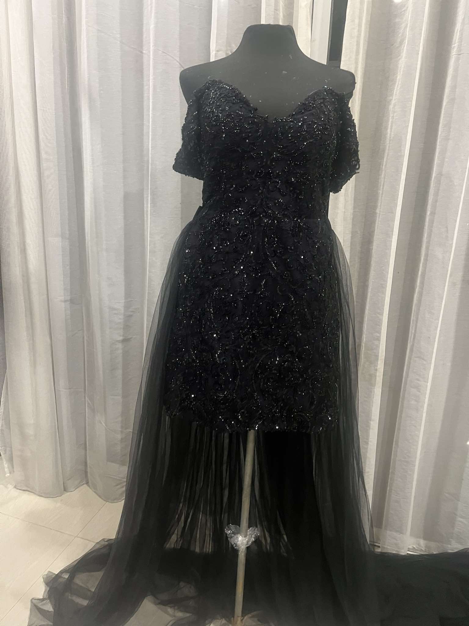 Short Black Purple Wedding Dress With Removable Train (30).jpg
