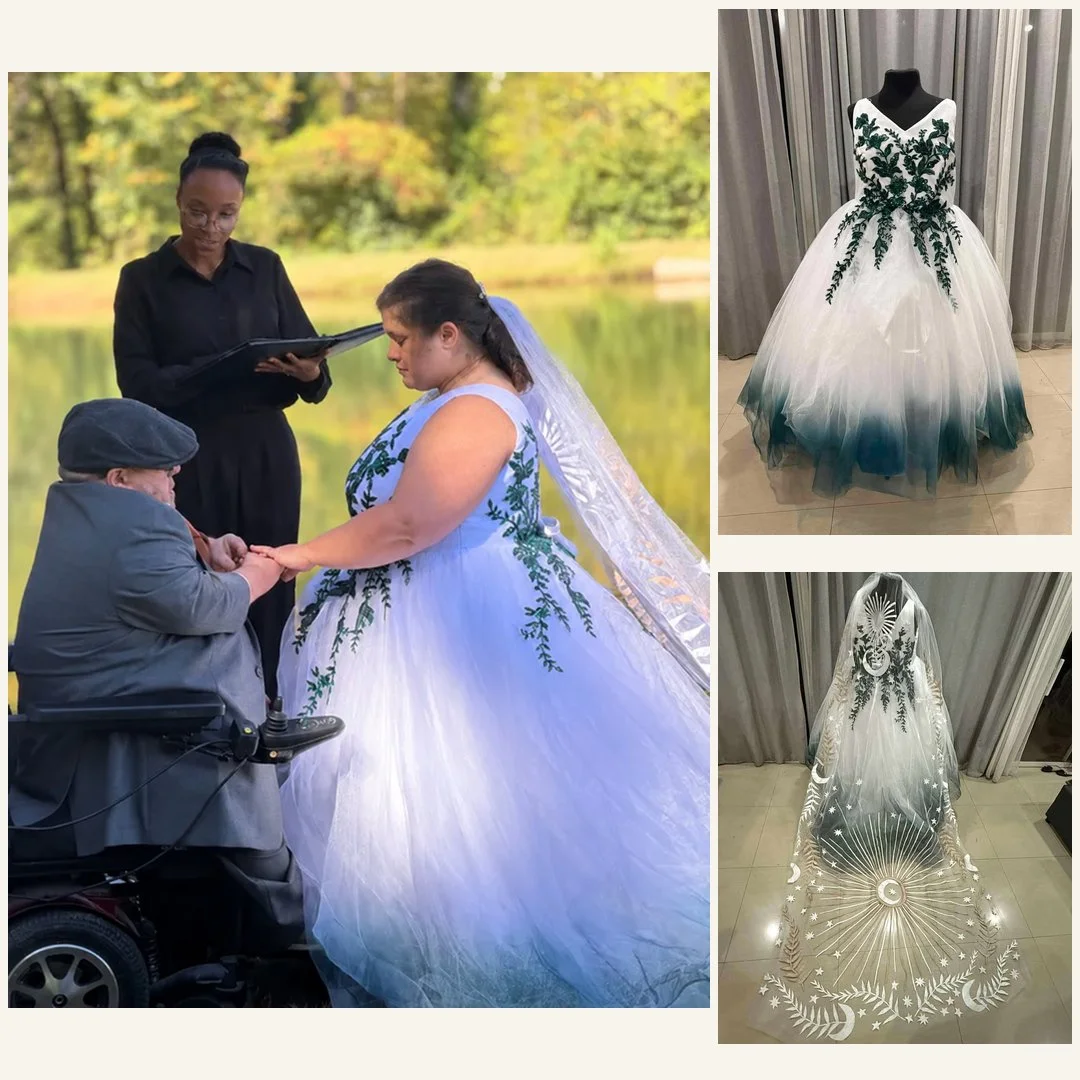 Order 586 Emerald Green Ombre Wedding Dress