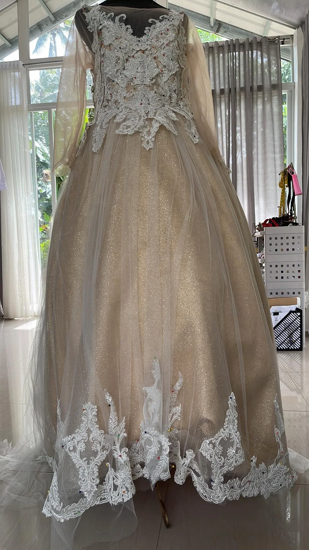 custom-maternity-wedding-dress-australia-gold-lace-ballgown-long-sleeve-cathedral-veil .jpg (4).jpg