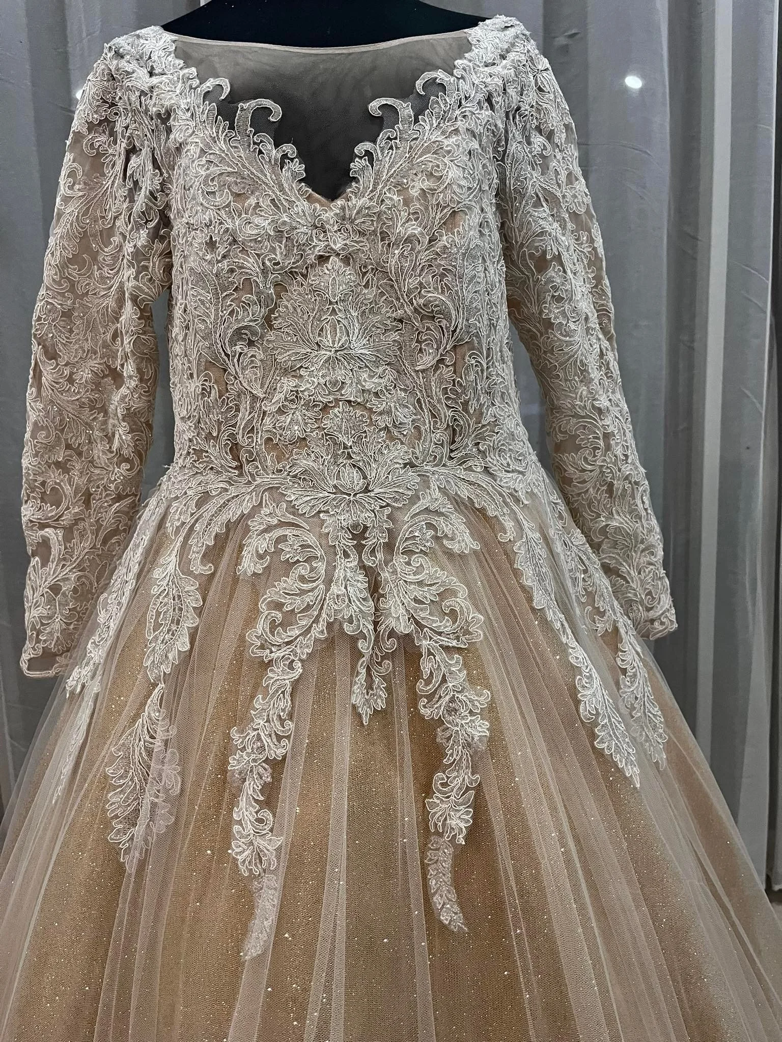 custom-maternity-wedding-dress-australia-gold-lace-ballgown-long-sleeve-cathedral-veil .jpg (25).jpg