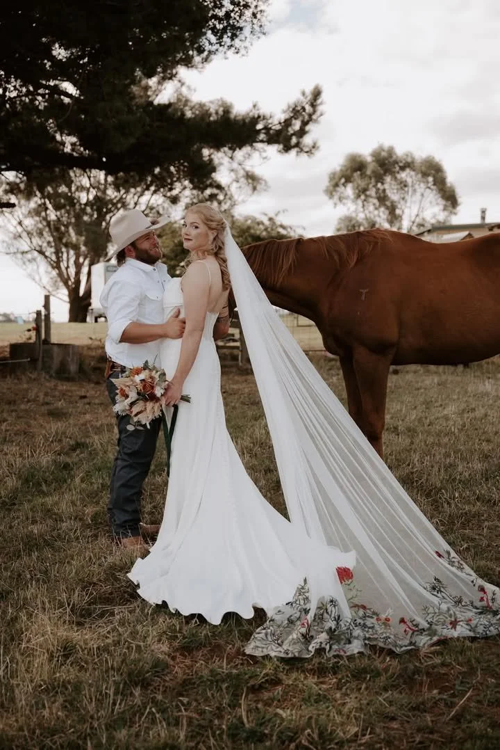 Order 607 – Custom Embroidered Floral Wedding Veil | Australian Designer