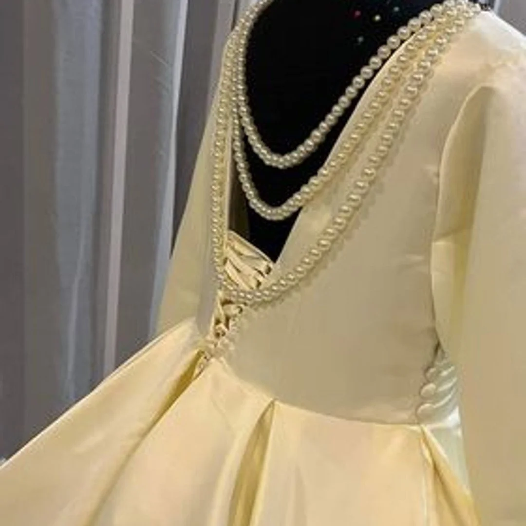 opt_Ivory Princess Wedding Dress Cathedral Train With Pearl Back ,Sleeves, With Matching Pearl Veil and Pockets  (37).jpg