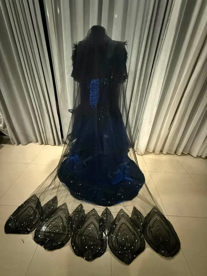 Custom Black & Royal Blue Gothic Wedding Dress Australia (2).jpg