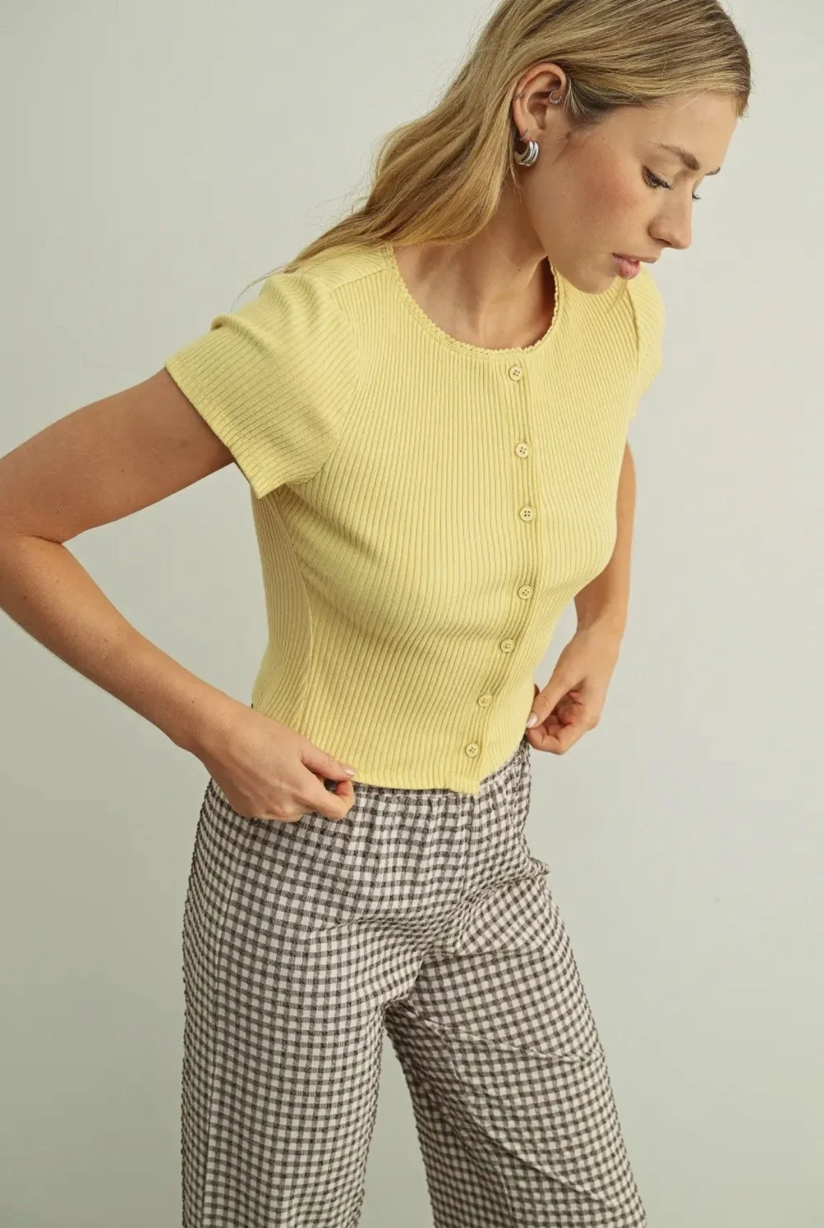 Cotton Button Front Top