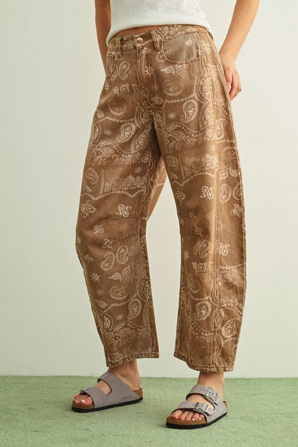 Paisley 100% Cotton Barrel Jeans