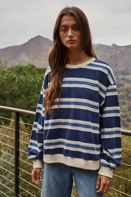 Blue Stripe Block Sweater
