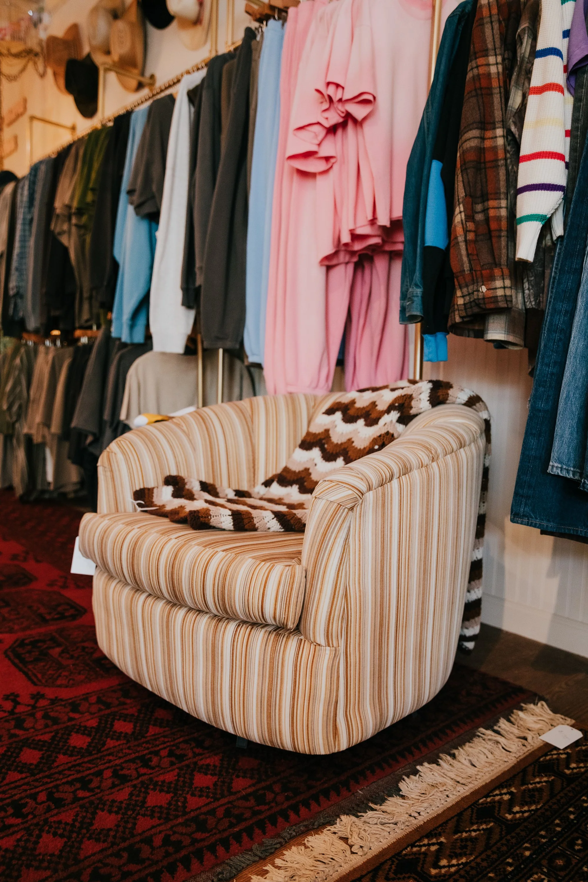 Vintage Striped Swivel Chairs