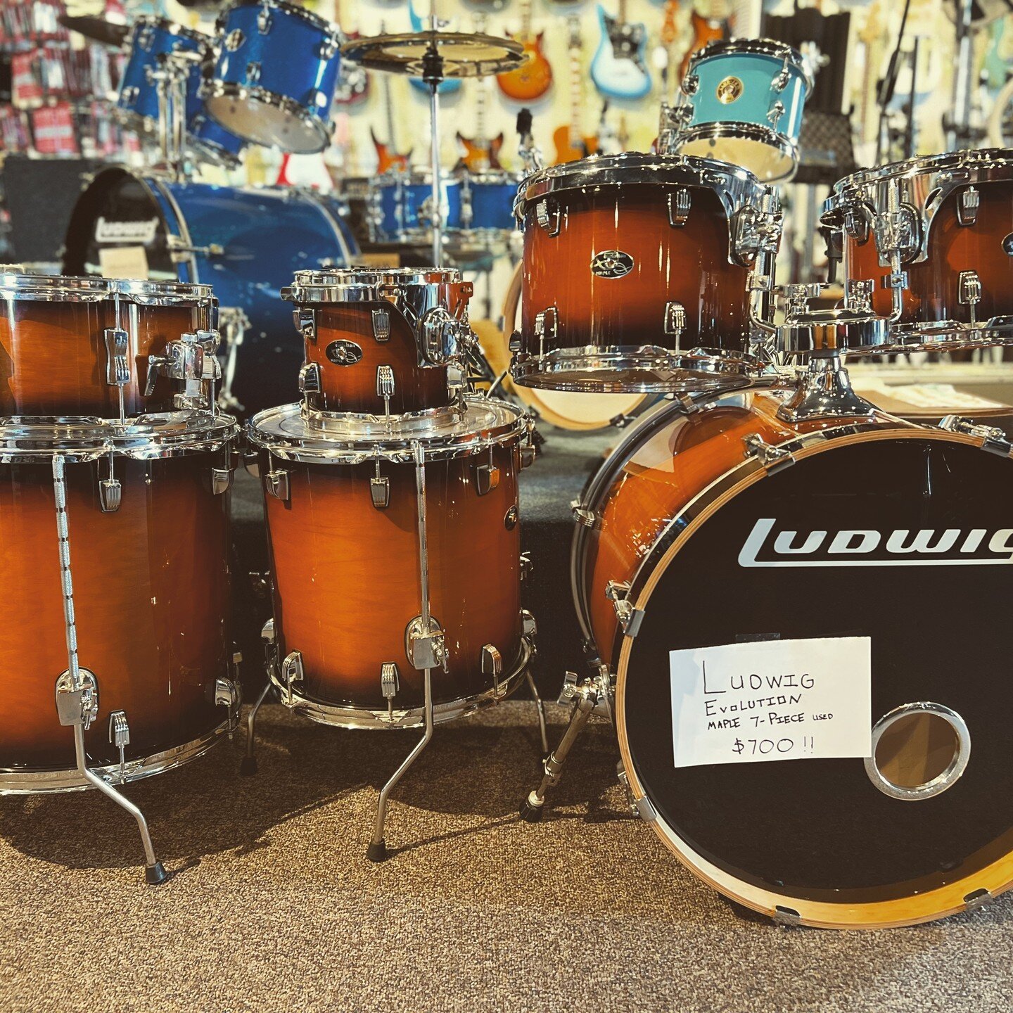 Ludwig Evolution Maple! 7 pieces, no hardware. Great drums, and a bunch of them for $600! C'mon down. 
Beautiful.