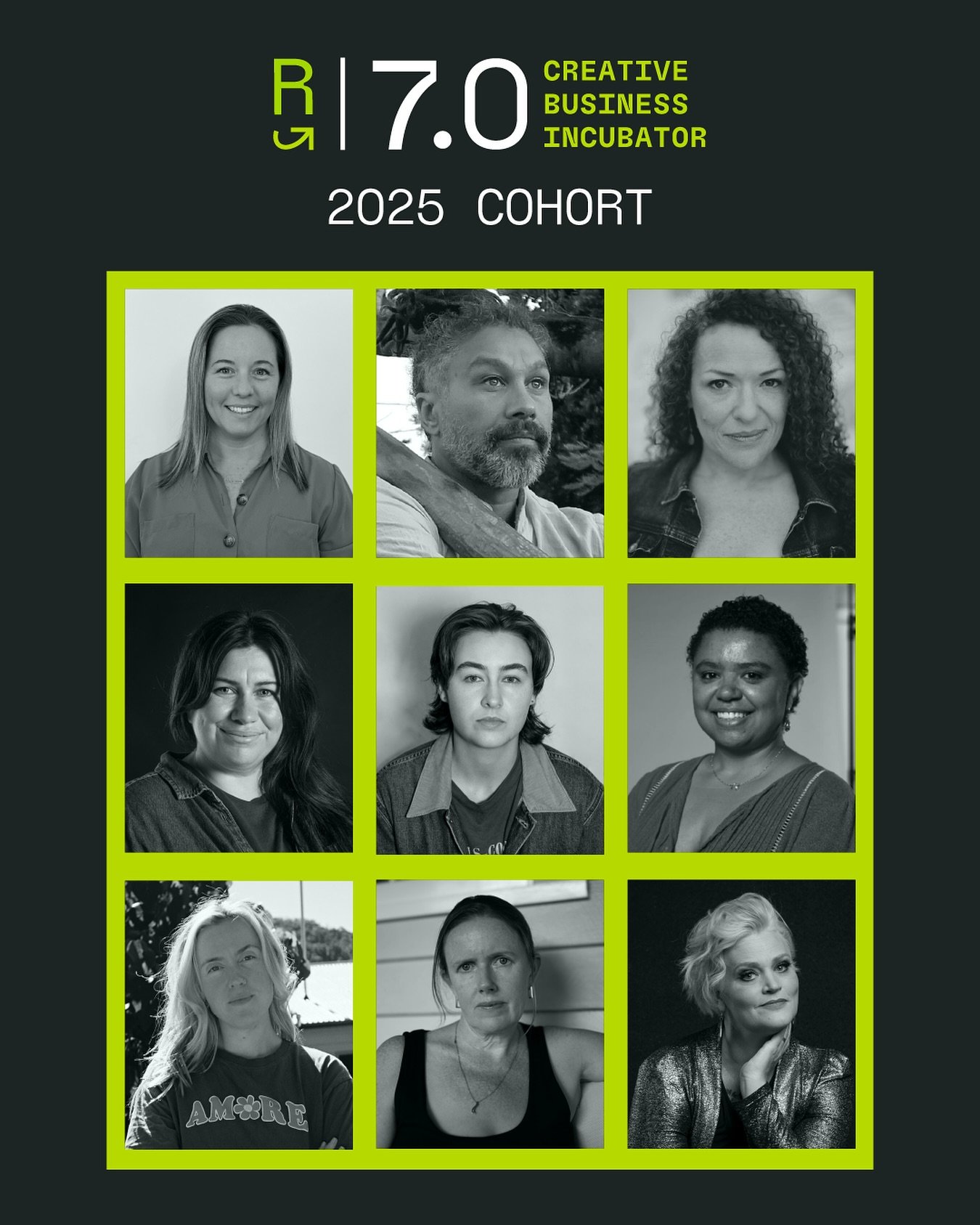 ANNOUNCEMENT

R|7.0 officially kicks off next week, and we&rsquo;re thrilled to introduce this year&rsquo;s cohort of artists and creative businesses:

Roisin Clark @roclarkart
Spencer Davids @tinymountainsmedia
Mia Gimenez @gimenezvoiceacademy
Kerri