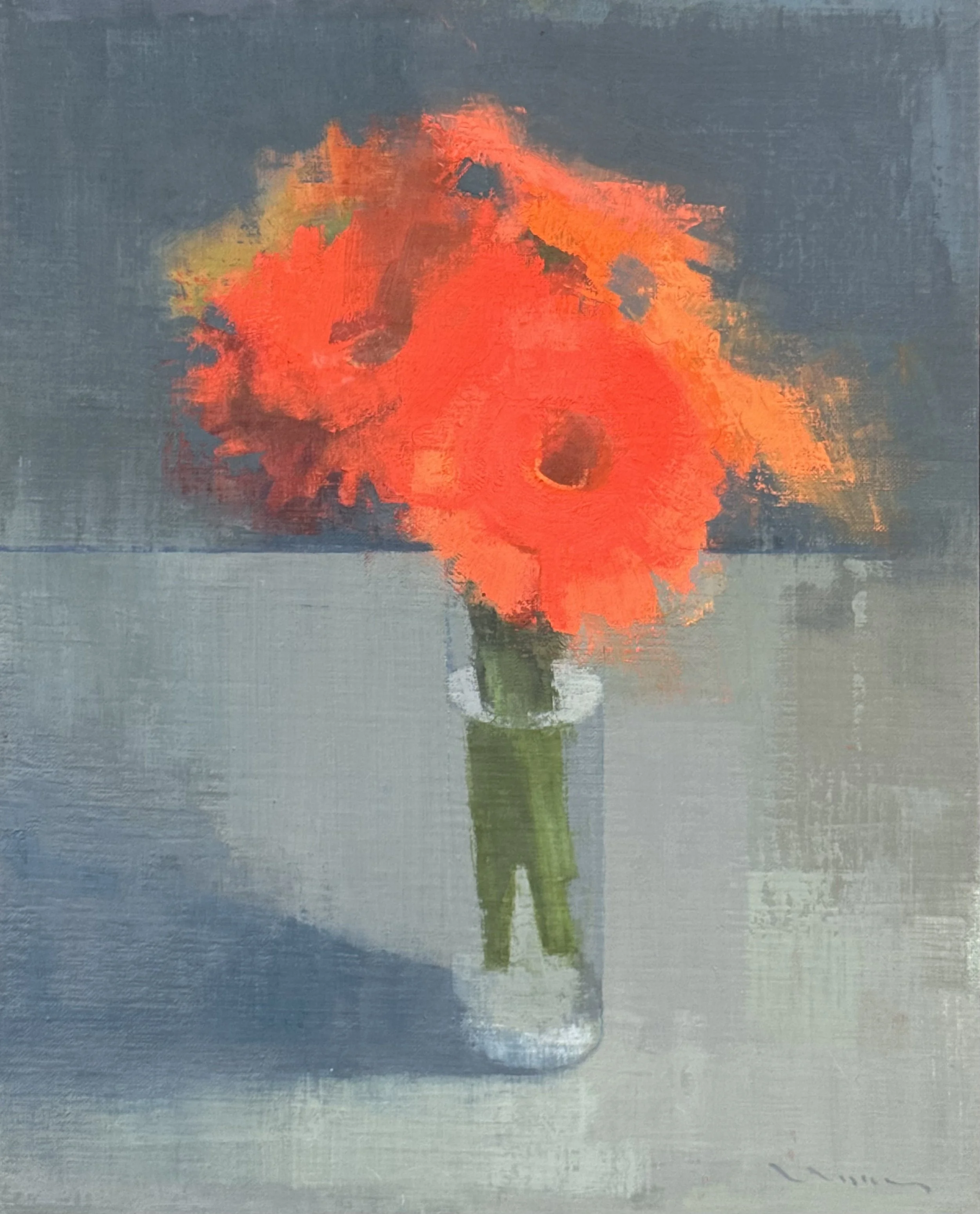 Orange Daisies on Gray - 20 x 16 in.