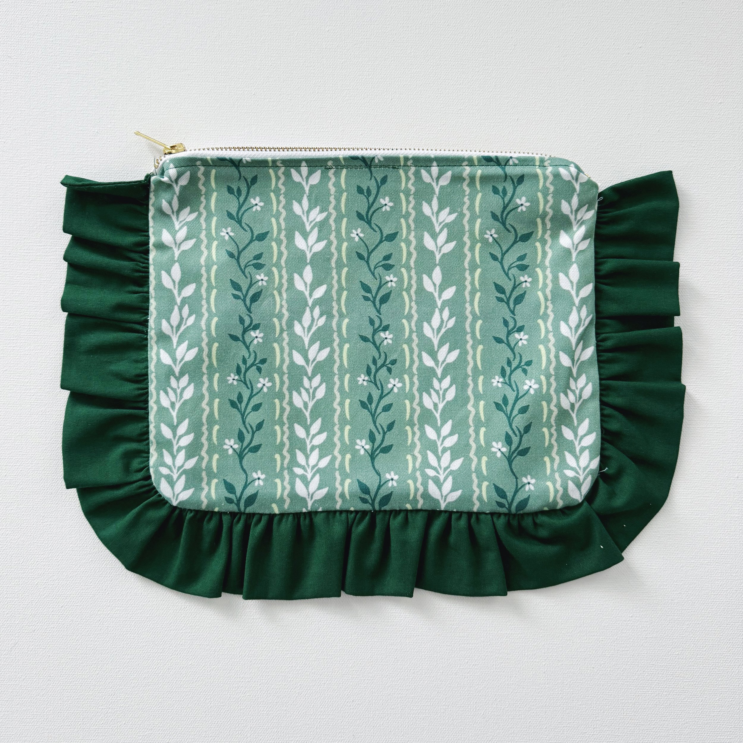 Ruffle Pouch Green Stripe.jpg