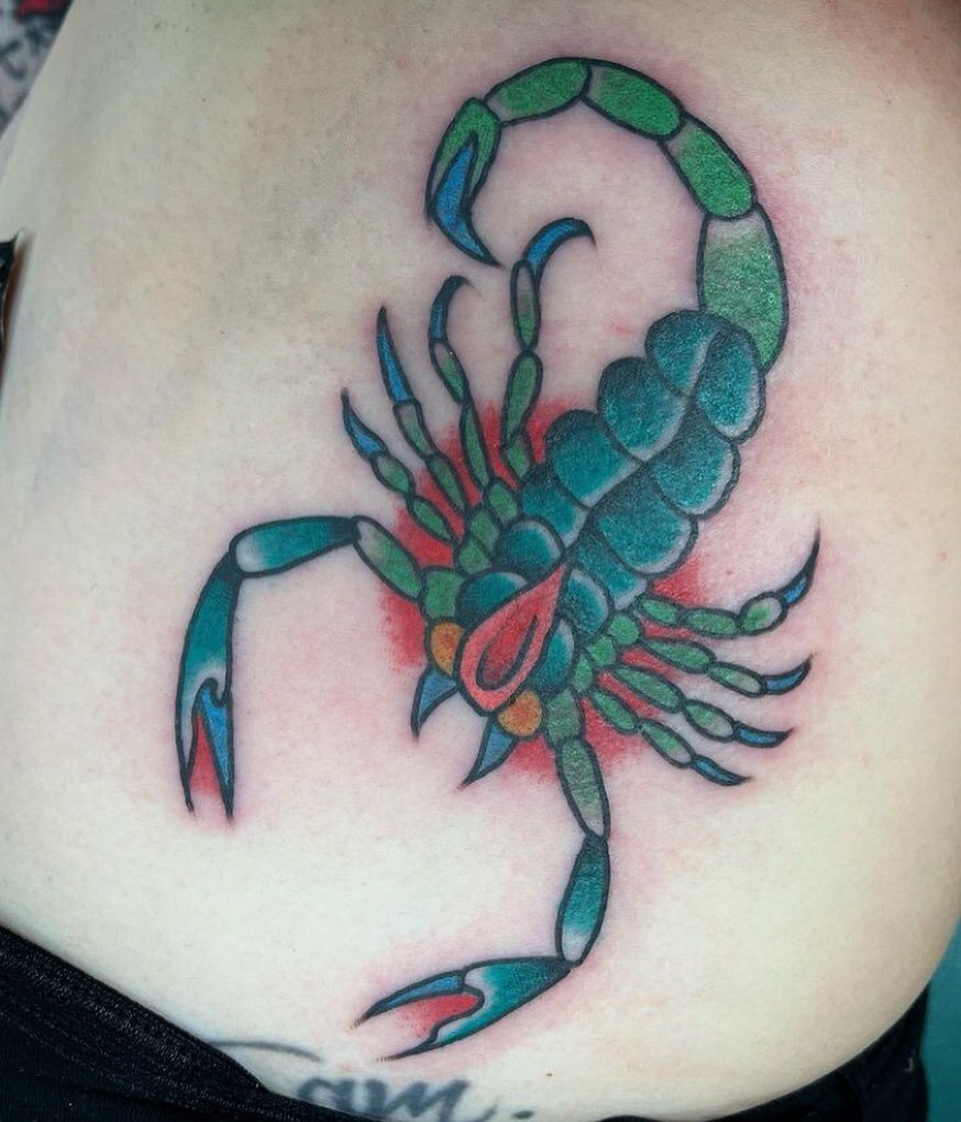 Tattoo by @danpresnell 
.
.
.
.
.
.
#studioonetattoo #norwood #since1992  #traditionaltattoo #boldwillhold #delcotattooshops #scorpiantattoo