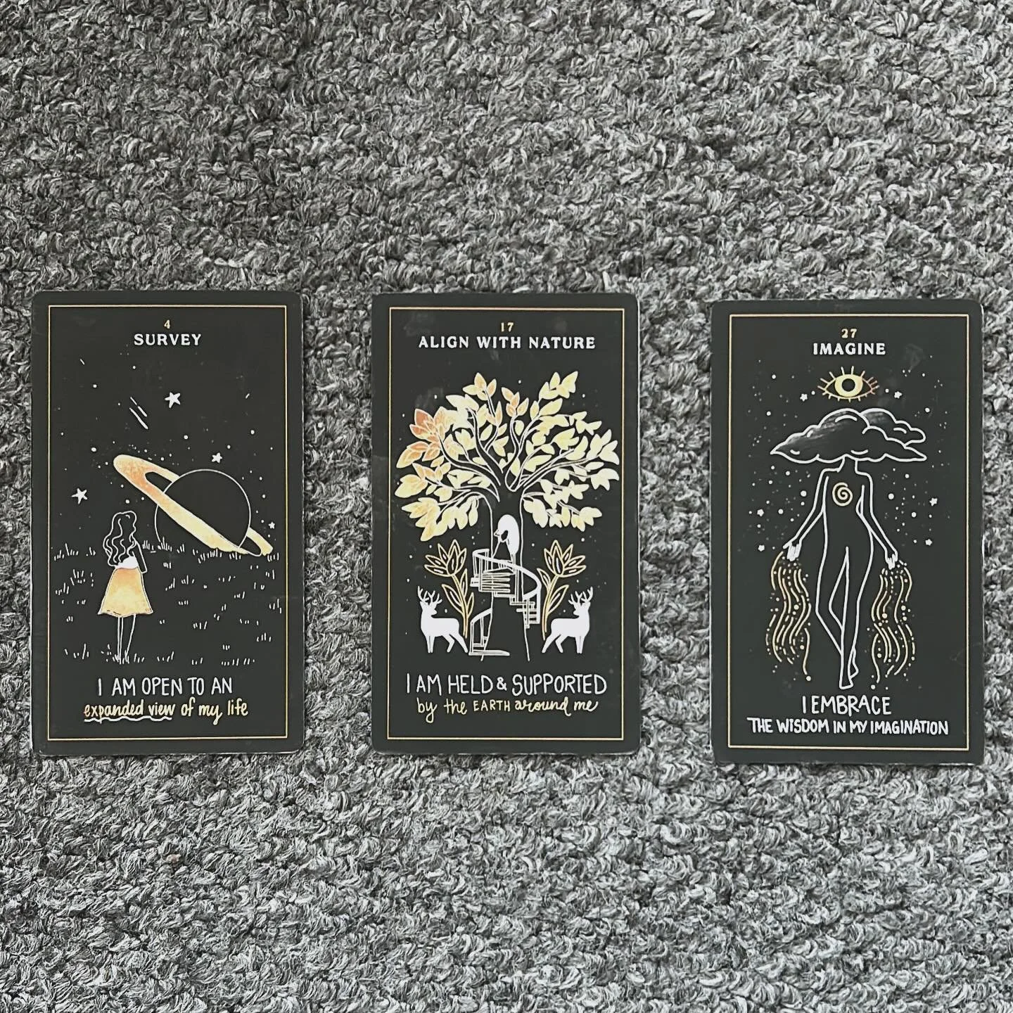 Card reveal🔮❣️

1. Survey &ldquo; I am open to an expanded view of my life&rdquo; 

This card asks you to take a broader view of your life. It encourages you to take a step back and access things from afar. We often get caught up in the details, esp