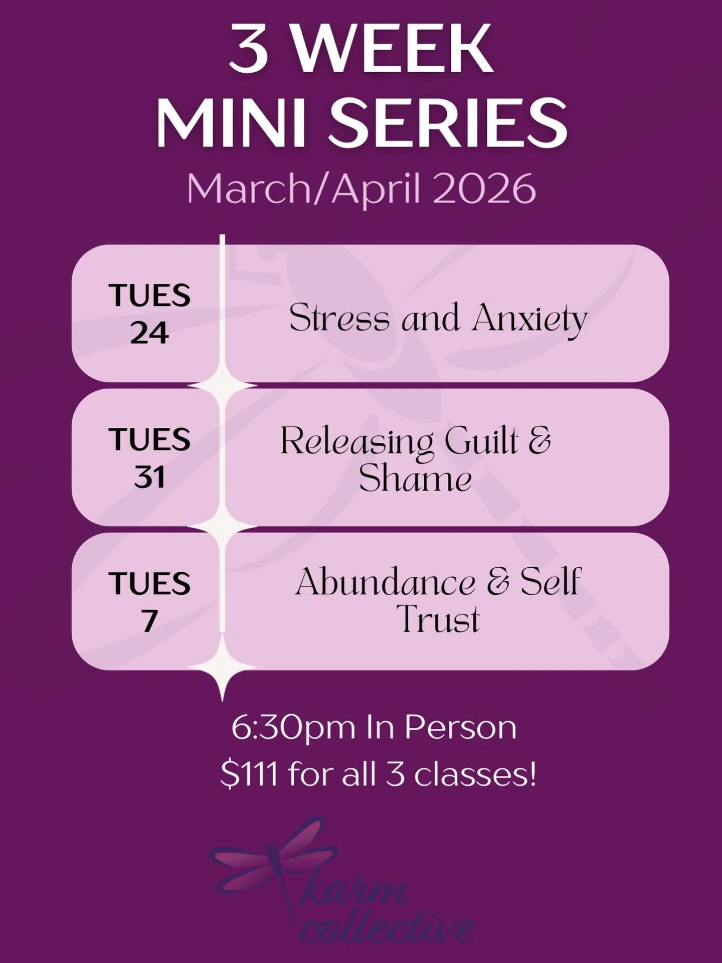 It&rsquo;s back!! My last mini series completely sold out, so I&rsquo;m opening another small, intimate group starting March 24 ✨

This 3 week experience is designed to help you gently move through what&rsquo;s been weighing on you and step into the 