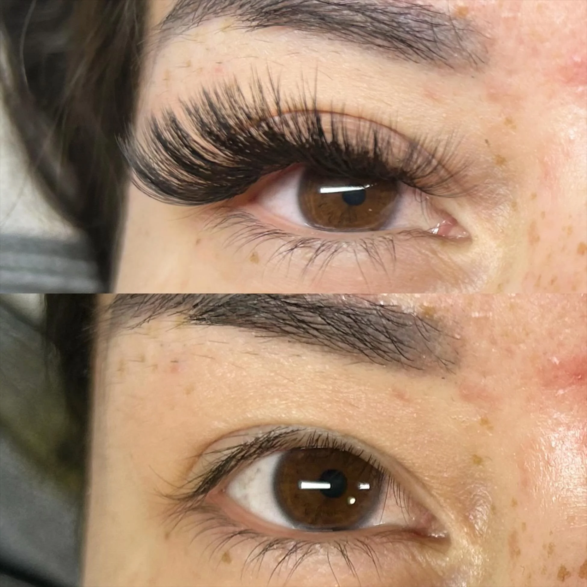 Volume Lash Transformation ✨

A side by side look at the difference a custom volume set can make. 🤍

This set added beautiful fullness, darkness and dimension while still complementing their natural eye shape. The result? Fluffy, wispy lashes that m