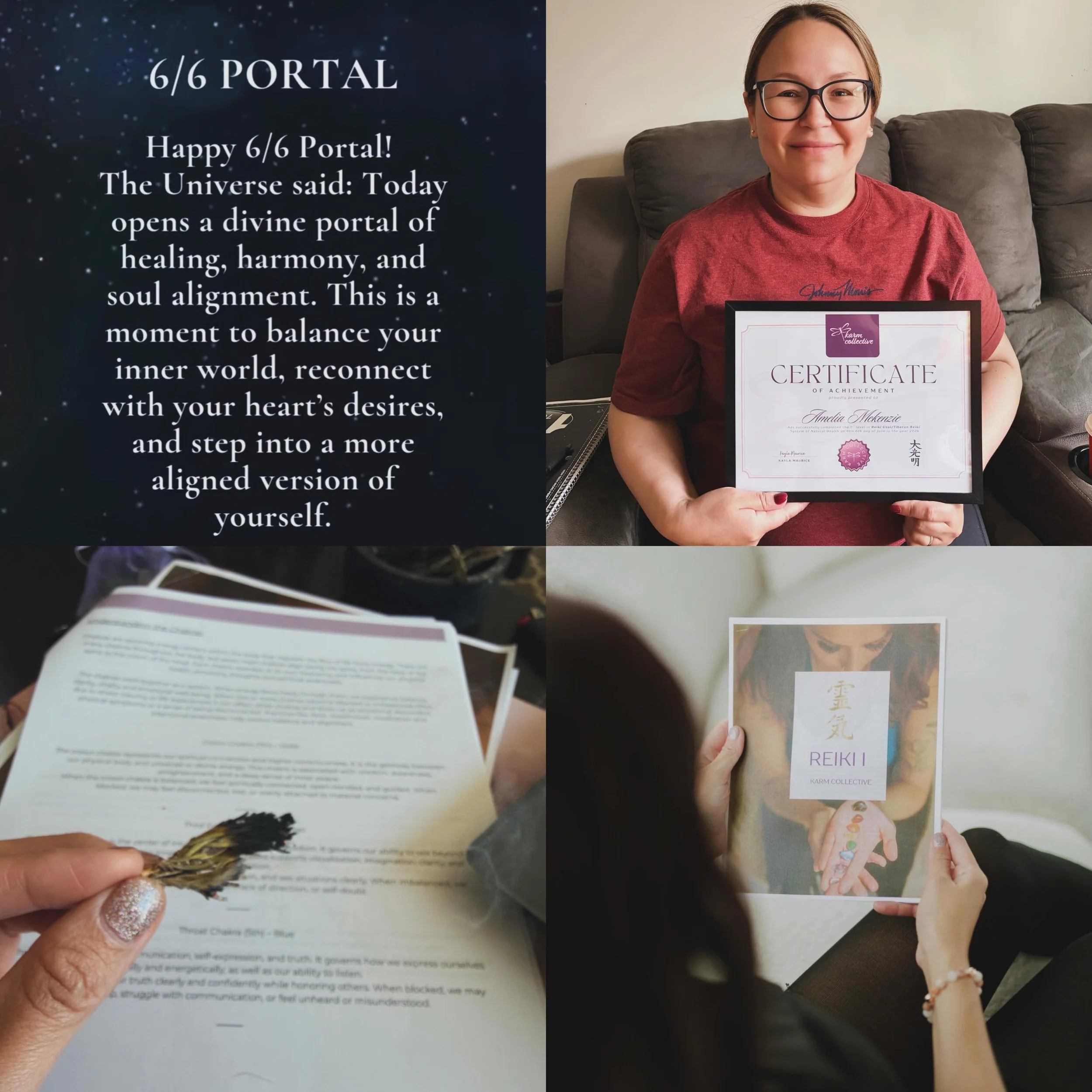 Another Reiki Level I Certification Complete 🫶🏽

On this potent 6/6 Portal, I had the honour of guiding another beautiful soul through her Reiki Level I attunement and certification journey.🕊️

The energy of today is all about healing, harmony, lo