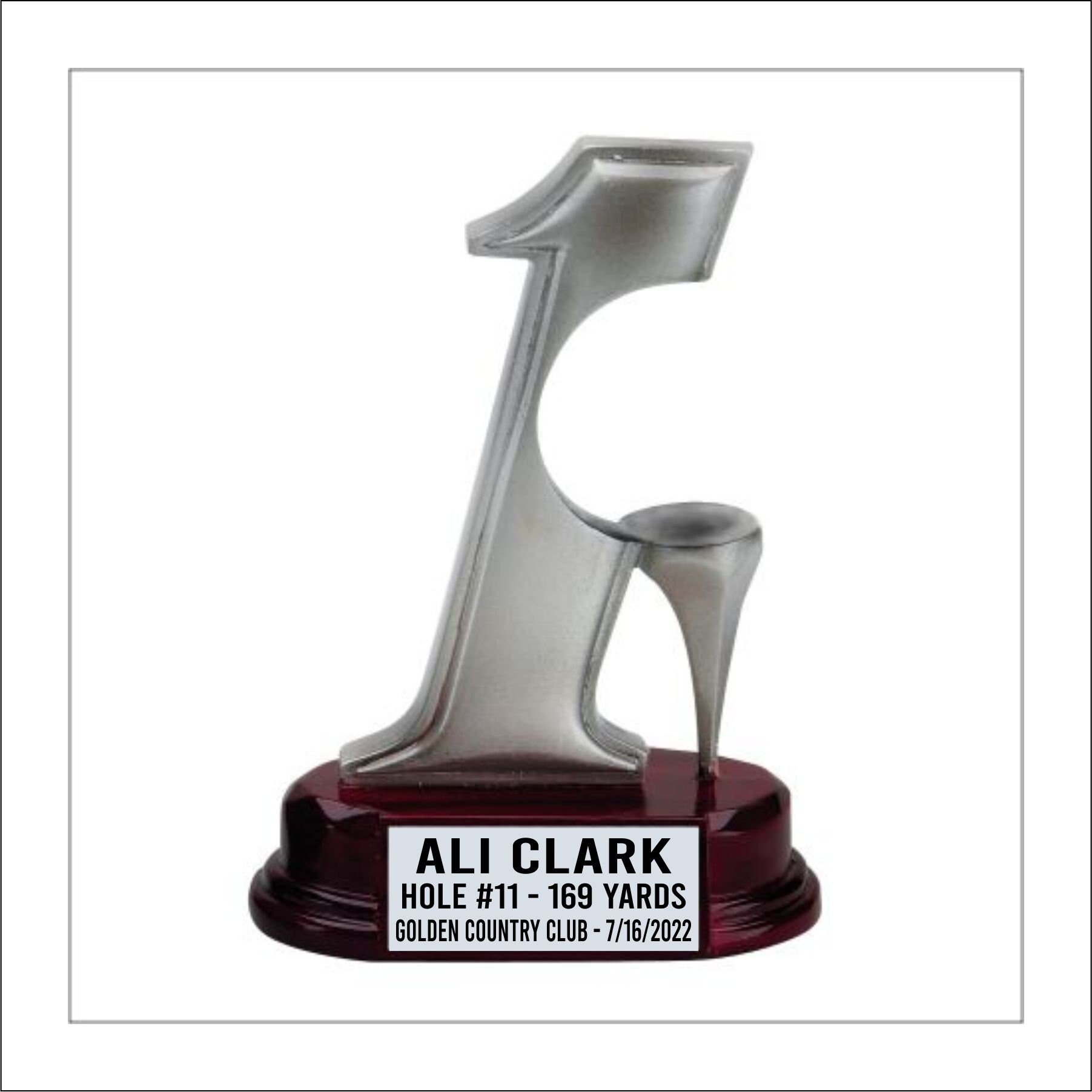 Hole in one with Mahogany colored base golf trophy, Hole-in-one trophy, personalized hole in one trophy, hole in one ball trophy, golf trophy, golf, golf trophy, perfect golf trophy, hole in one