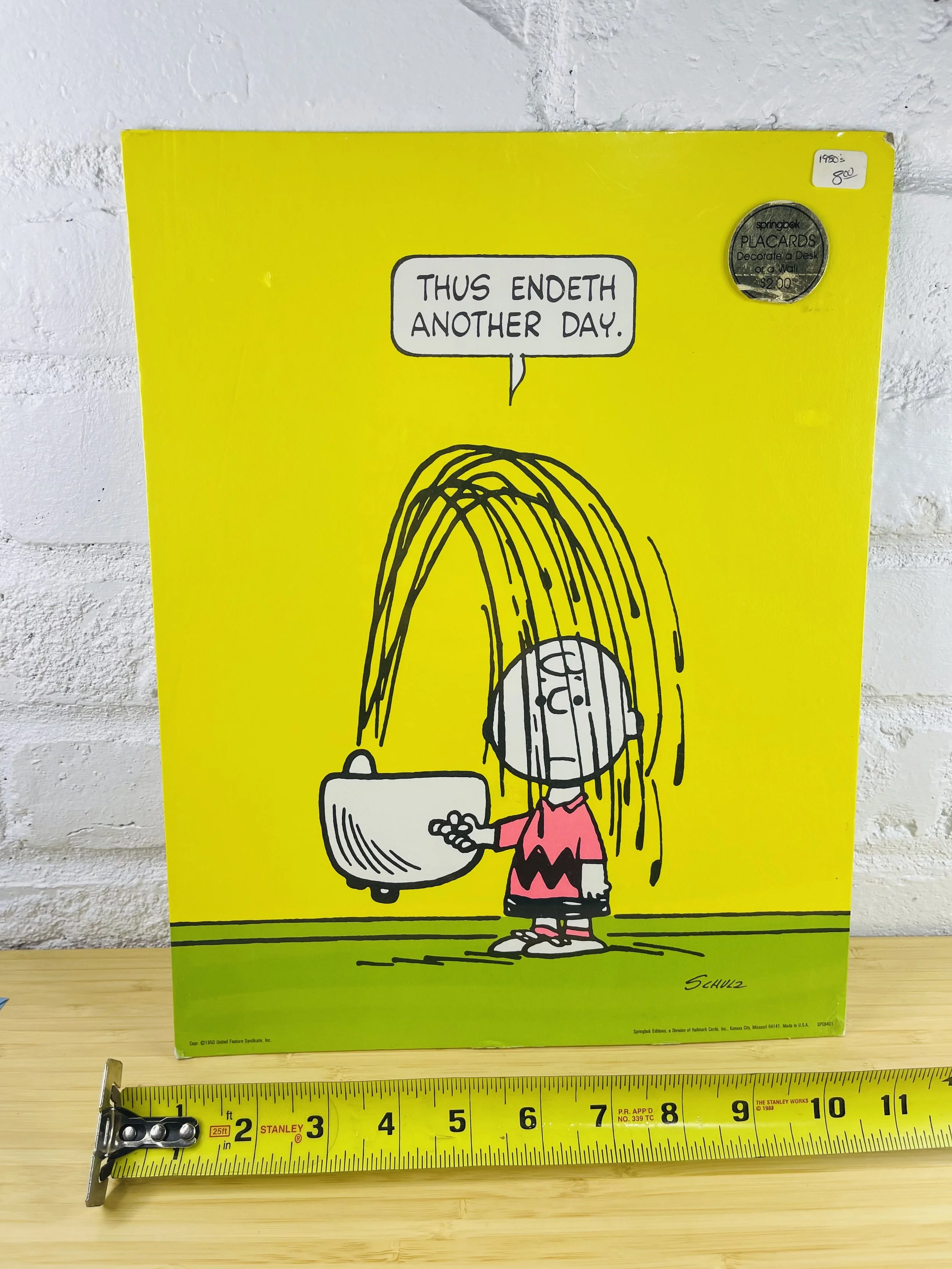 Vintage "Thus Endeth Another Day" Charlie Brown Poster New in Package Springbrok
