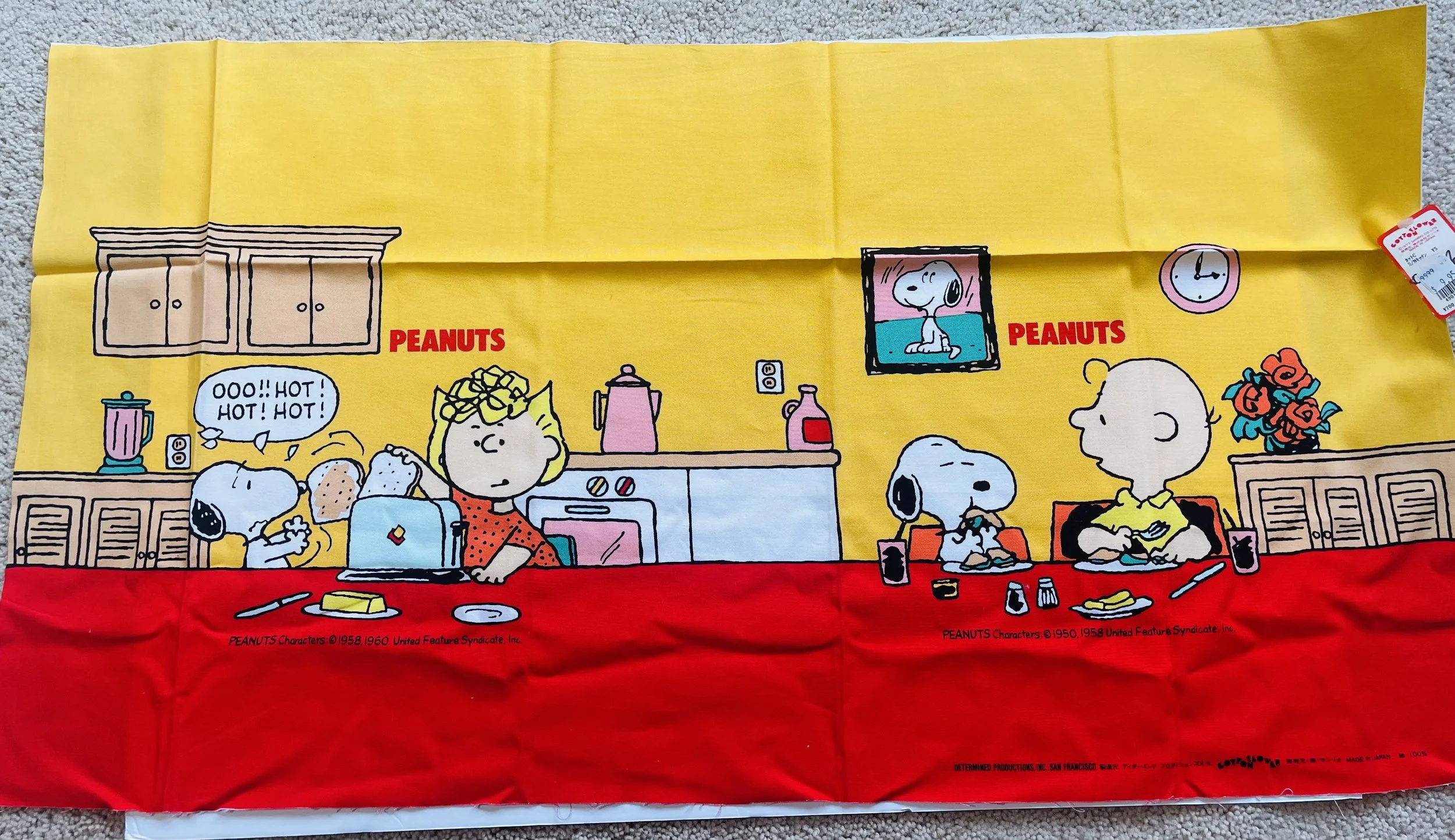 Sanrio Co Peanuts Snoopy Breakfast Fabric from Japan Determined