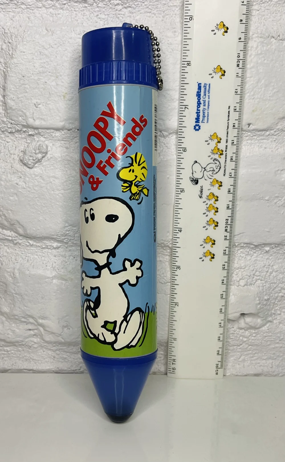 Vintage Snoopy Pencil Holder with Sharpener and Eraser Blue or Red